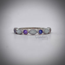 Load image into Gallery viewer, Breast Milk Half Band Memorial Ring with Birthstones