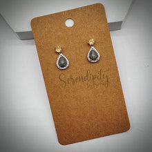 Load image into Gallery viewer, Dangle Earrings with 6x8mm Cremation “Stones” in a Cubic Zirconia Halo and 4mm birthstone stud