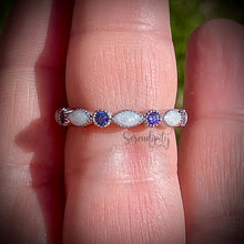 Load image into Gallery viewer, Breast Milk Half Band Memorial Ring with Birthstones