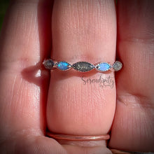 Load image into Gallery viewer, Full Band Lab Grown Blue Opal Cremation Memorial Ring