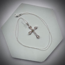 Load image into Gallery viewer, Sterling Silver Cross with 4x6mm Cremation “Stone” Pendant