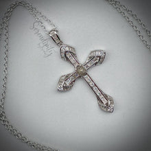 Load image into Gallery viewer, Sterling Silver Cross with 4x6mm Cremation “Stone” Pendant
