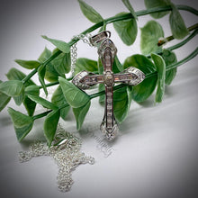 Load image into Gallery viewer, Sterling Silver Cross with 4x6mm Cremation “Stone” Pendant