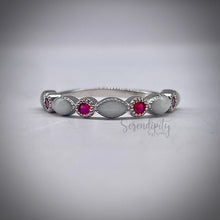 Load image into Gallery viewer, Breast Milk Half Band Memorial Ring with Birthstones