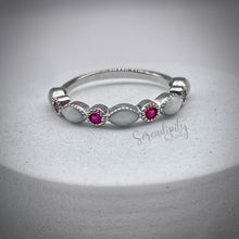 Load image into Gallery viewer, Breast Milk Half Band Memorial Ring with Birthstones