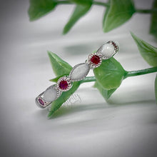 Load image into Gallery viewer, Breast Milk Half Band Memorial Ring with Birthstones