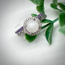 Load image into Gallery viewer, Stackable Keepsake Ring with Breastmilk Stone and Birthstone Band