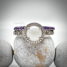 Load image into Gallery viewer, Stackable Keepsake Ring with Breastmilk Stone and Birthstone Band