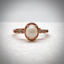 Load image into Gallery viewer, 6x8mm Oval Breast Milk Keepsake Ring with Cubic Zirconia