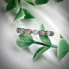 Load image into Gallery viewer, Cremation Ash Half Band Memorial Ring with Birthstones