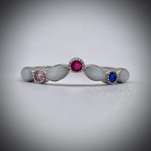 Load image into Gallery viewer, V Shape Breast Milk Half Band Memorial Ring with Birthstones
