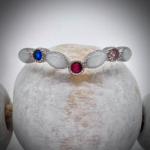 Load image into Gallery viewer, V Shape Breast Milk Half Band Memorial Ring with Birthstones