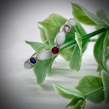 Load image into Gallery viewer, V Shape Breast Milk Half Band Memorial Ring with Birthstones