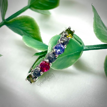 Load image into Gallery viewer, 3mm Seven Stone Round Cremation Ash Ring with Birthstones