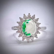 Load image into Gallery viewer, Breast Milk Keepsake Ring with Large Breast Milk “Stone” in a Pointed Halo of Cubic Zirconia