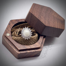 Load image into Gallery viewer, Breast Milk Keepsake Ring with Large Breast Milk “Stone” in a Pointed Halo of Cubic Zirconia