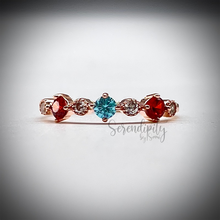 Load image into Gallery viewer, 3mm Three Stone Birthstone Ring
