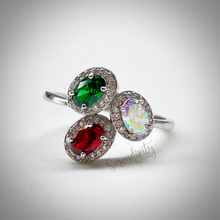 Load image into Gallery viewer, 4x6mm Three Stone Birthstone Ring