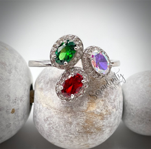 Load image into Gallery viewer, 4x6mm Three Stone Birthstone Ring