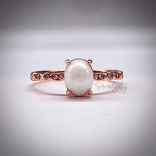 Load image into Gallery viewer, Breast Milk Keepsake Ring with 6x8mm Breast Milk “Stone” and Marquise and Circle Band