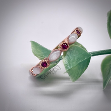 Load image into Gallery viewer, Breast Milk Half Band Memorial Ring with Birthstones