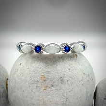 Load image into Gallery viewer, Breast Milk Half Band Memorial Ring with Birthstones