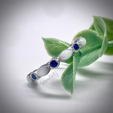 Load image into Gallery viewer, Breast Milk Half Band Memorial Ring with Birthstones