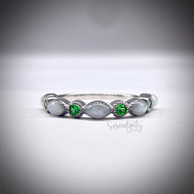 Load image into Gallery viewer, Breast Milk Half Band Memorial Ring with Birthstones