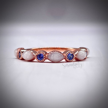 Load image into Gallery viewer, Breast Milk Half Band Memorial Ring with Birthstones