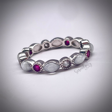 Load image into Gallery viewer, Breast Milk Full Band Memorial Ring with Multiple Birthstones