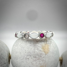 Load image into Gallery viewer, Breast Milk Full Band Memorial Ring with Multiple Birthstones