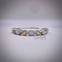 Load image into Gallery viewer, Breast Milk Half Band Memorial Ring with Birthstones