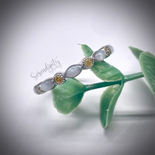 Load image into Gallery viewer, Breast Milk Half Band Memorial Ring with Birthstones
