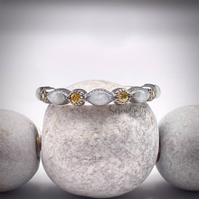 Load image into Gallery viewer, Breast Milk Half Band Memorial Ring with Birthstones