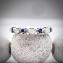 Load image into Gallery viewer, Breast Milk Half Band Memorial Ring with Birthstones