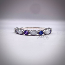 Load image into Gallery viewer, Breast Milk Half Band Memorial Ring with Birthstones