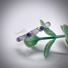 Load image into Gallery viewer, Breast Milk Half Band Memorial Ring with Birthstones