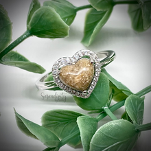 Load image into Gallery viewer, Heart Memorial Ring with Cubic Zirconia Halo