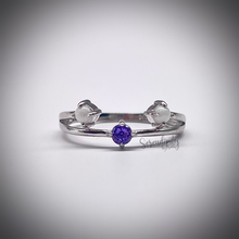 Load image into Gallery viewer, 3mm Three Stone Round Breast Milk Ring with Birthstone