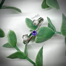 Load image into Gallery viewer, 3mm Three Stone Round Breast Milk Ring with Birthstone