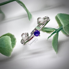 Load image into Gallery viewer, 3mm Three Stone Round Breast Milk Ring with Birthstone