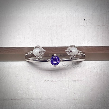 Load image into Gallery viewer, 3mm Three Stone Round Breast Milk Ring with Birthstone