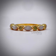 Load image into Gallery viewer, Breast Milk Half Band Memorial Ring with Birthstones