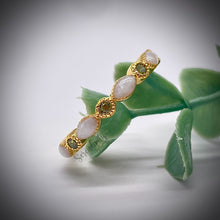 Load image into Gallery viewer, Breast Milk Half Band Memorial Ring with Birthstones