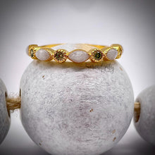 Load image into Gallery viewer, Breast Milk Half Band Memorial Ring with Birthstones