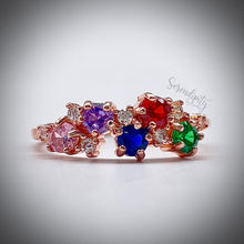 Load image into Gallery viewer, 3mm Five Stone Birthstone Ring