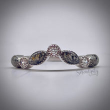 Load image into Gallery viewer, V Shape Cremation Half Band Memorial Ring with Birthstones