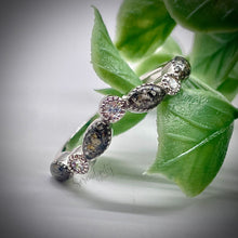 Load image into Gallery viewer, V Shape Cremation Half Band Memorial Ring with Birthstones