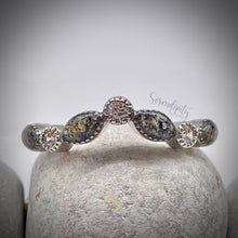Load image into Gallery viewer, V Shape Cremation Half Band Memorial Ring with Birthstones