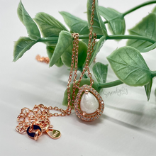 Load image into Gallery viewer, 6x8mm Sterling Silver Tear Drop Breast Milk Pendant with a Cubic Zirconia Halo
